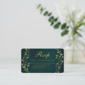 Modern Gold Floral Green Wedding Rsvp Card Informatiekaartje (Staand voorkant)