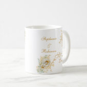 Modern Gold Floral Monogram Logo Wedding Koffiemok (Voorkant rechts)