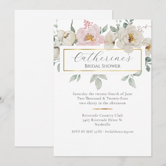 Modern Gold Floral Vrijgezellenfeest Kaart (Voorkant / Achterkant)