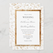 Modern Gold Floral Wedding Kaart (Voorkant / Achterkant)