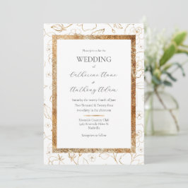 Modern Gold Floral Wedding Kaart