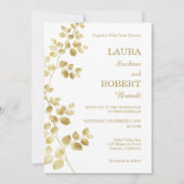 Modern Gold Floral Wedding Kaart (Voorkant)
