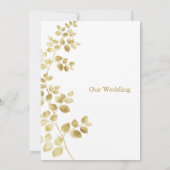 Modern Gold Floral Wedding Kaart (Achterkant)