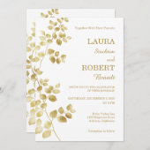 Modern Gold Floral Wedding Kaart (Voorkant / Achterkant)