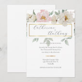 Modern Gold Floral Wedding Kaart (Voorkant / Achterkant)