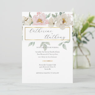 Modern Gold Floral Wedding Kaart