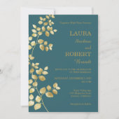 Modern Gold Floral Wedding Kaart (Voorkant)