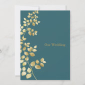 Modern Gold Floral Wedding Kaart (Achterkant)