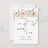 Modern Gold Floral Wedding Save The Date (Voorkant)