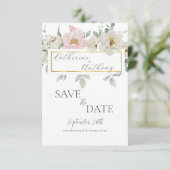 Modern Gold Floral Wedding Save The Date (Staand voorkant)