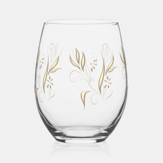 Modern Gold Floral Wijnglas Zonder Voet (Voorkant)