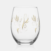 Modern Gold Floral Wijnglas Zonder Voet (Achterkant)