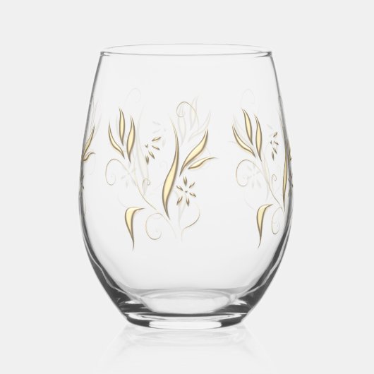 Modern Gold Floral Wijnglas Zonder Voet (Achterkant)