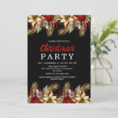 Modern Gold Flower Holiday Celebration Invitation Kaart (Staand voorkant)
