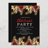 Modern Gold Flower Holiday Celebration Invitation Kaart (Voorkant / Achterkant)