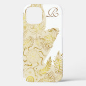 Modern Gold Flowers en Monogram Case-Mate iPhone Case (Achterkant)