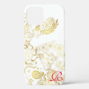 Modern Gold Flowers en Monogram Hoesje-Mate iPhone Case-Mate iPhone Case