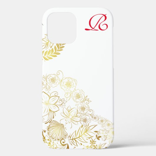 Modern Gold Flowers en Monogram Hoesje-Mate iPhone Case-Mate iPhone Case (Achterkant)