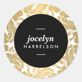 Modern Gold Flowers Gepersonaliseerde Stickers