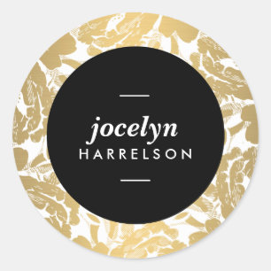 Modern Gold Flowers Gepersonaliseerde Stickers