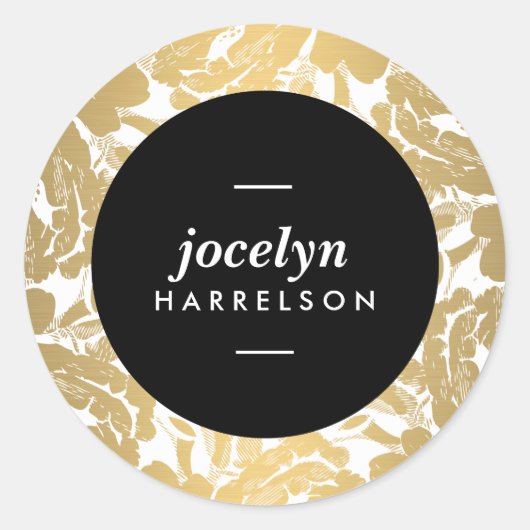 Modern Gold Flowers Gepersonaliseerde Stickers (Voorkant)