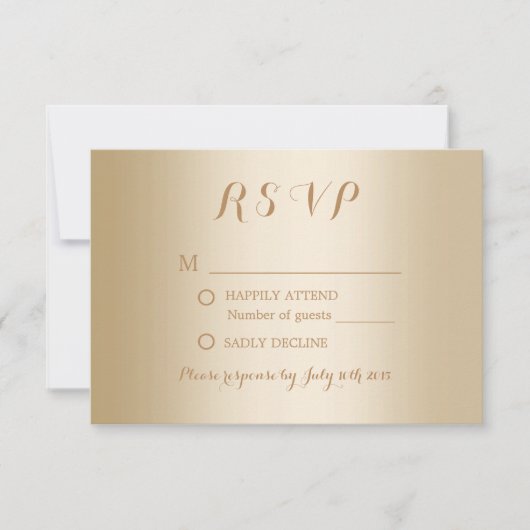 Modern Gold Foil Background Wedding RSVP (Voorkant)