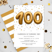 Modern Gold Foil ballon 100th Birthday Kaart
