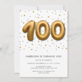Modern Gold Foil ballon 100th Birthday Kaart (Voorkant)