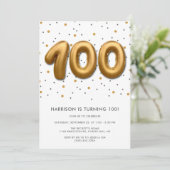 Modern Gold Foil ballon 100th Birthday Kaart (Staand voorkant)