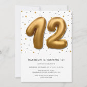 Modern Gold Foil ballon 12e verjaardag Kaart (Voorkant)
