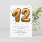 Modern Gold Foil ballon 12e verjaardag Kaart (Staand voorkant)