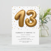 Modern Gold Foil ballon 13e verjaardag Kaart (Staand voorkant)