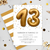 Modern Gold Foil ballon 13e verjaardag Kaart
