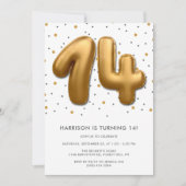 Modern Gold Foil ballon 14e verjaardag Kaart (Voorkant)