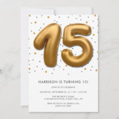 Modern Gold Foil ballon 15e verjaardag Kaart (Voorkant)