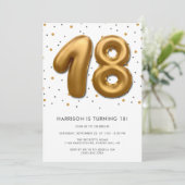 Modern Gold Foil ballon 18th Birthday Kaart (Staand voorkant)