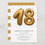 Modern Gold Foil ballon 18th Birthday Kaart<br><div class="desc">Viel in stijl met deze trendy uitnodigingen van het verjaardagsfeest. Het ontwerp is gemakkelijk te personaliseren met je eigen formulering en je familie en vrienden zullen enthousiast zijn als ze deze geweldige partijuitnodiging ontvangen.</div>