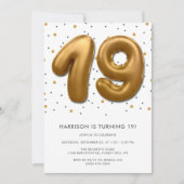 Modern Gold Foil ballon 19e verjaardag Kaart (Voorkant)