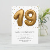 Modern Gold Foil ballon 19e verjaardag Kaart (Staand voorkant)