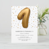 Modern Gold Foil ballon, 1e verjaardag Kaart (Staand voorkant)