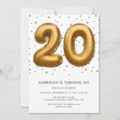 Modern Gold Foil ballon 20th Birthday Kaart (Voorkant)