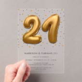 Modern Gold Foil ballon 21st Birthday Acryl Uitnodigingen (Insitu (Draagbaar))