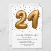 Modern Gold Foil ballon 21st Birthday Kaart (Voorkant)