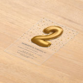 Modern Gold Foil ballon, 2e verjaardag Acryl Uitnodigingen (Laagn)