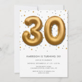 Modern Gold Foil ballon 30th Birthday Kaart (Voorkant)