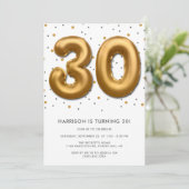Modern Gold Foil ballon 30th Birthday Kaart (Staand voorkant)