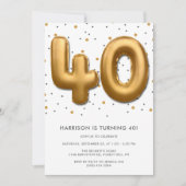 Modern Gold Foil ballon 40th Birthday Kaart (Voorkant)