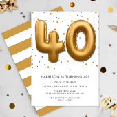Modern Gold Foil ballon 40th Birthday Kaart