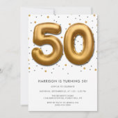 Modern Gold Foil ballon 50th Birthday Kaart (Voorkant)