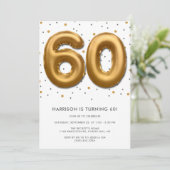 Modern Gold Foil ballon 60th Birthday Kaart (Staand voorkant)